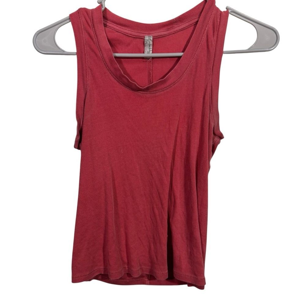 Intimately Free People Strawberry Pink Ribbed Cropped Muscle Tank Top